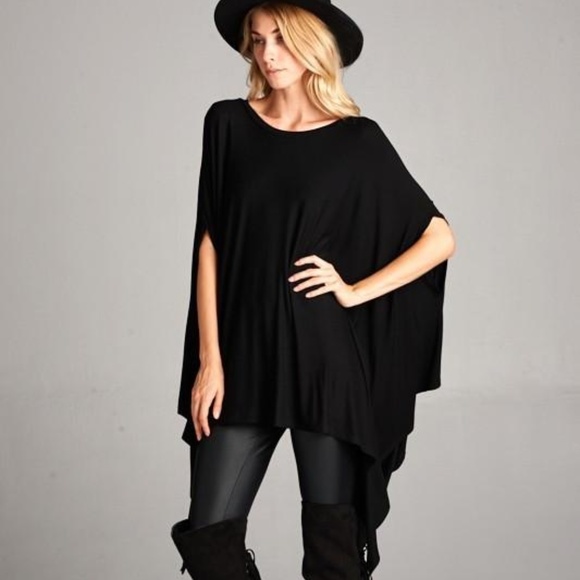Black Boho Drape Sleeve Tunic - Picture 2 of 4